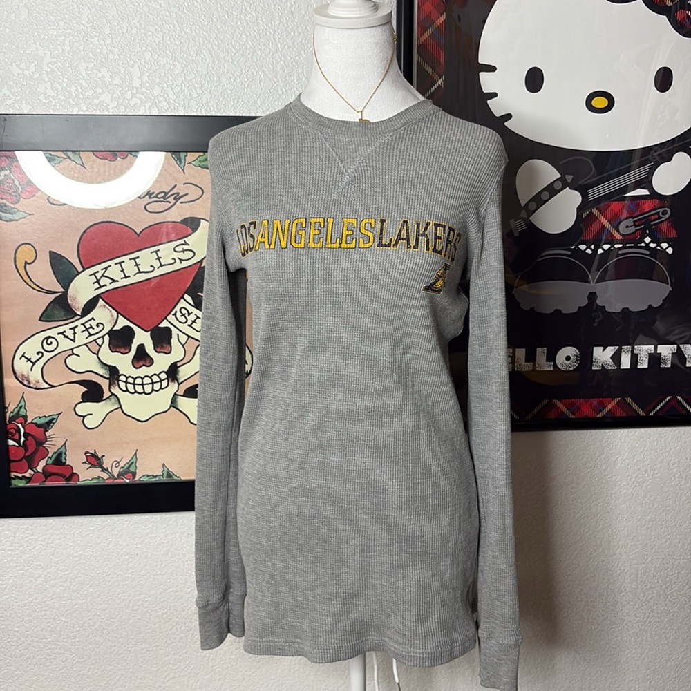 NBA LA Lakers Grey Thermal Long Sleeve Sporty Streetwear